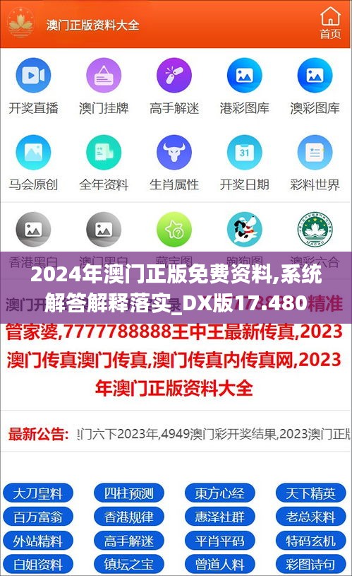 2024年澳门正版免费资料,系统解答解释落实_DX版17.480