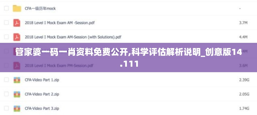 管家婆一码一肖资料免费公开,科学评估解析说明_创意版14.111