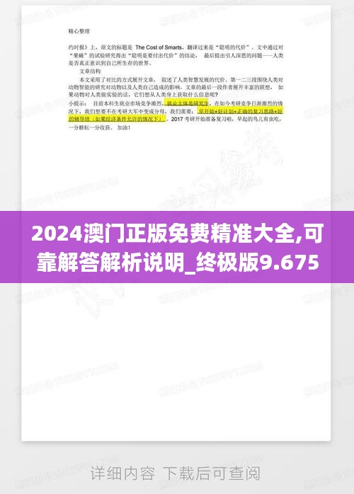 2024澳门正版免费精准大全,可靠解答解析说明_终极版9.675