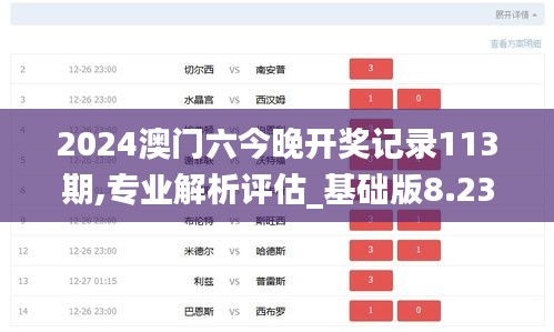 2024澳门六今晚开奖记录113期,专业解析评估_基础版8.231