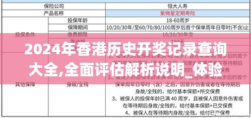 2024年香港历史开奖记录查询大全,全面评估解析说明_体验版4.873