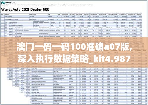 澳门一码一码100准确a07版,深入执行数据策略_kit4.987