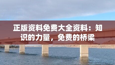 正版资料免费大全资料：知识的力量，免费的桥梁
