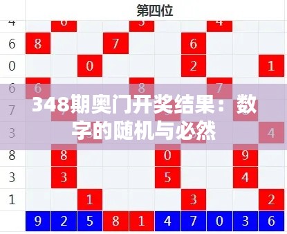 348期奥门开奖结果：数字的随机与必然