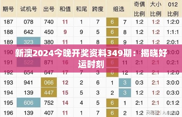 新澳2024今晚开奖资料349期：揭晓好运时刻