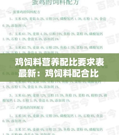 鸡饲料营养配比要求表最新：鸡饲料配合比 