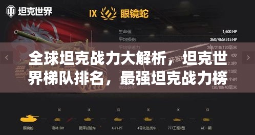 全球坦克战力大解析，坦克世界梯队排名，最强坦克战力榜单揭晓！