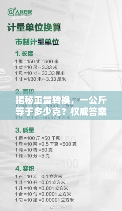 揭秘重量转换，一公斤等于多少克？权威答案解析！