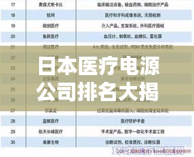 日本医疗电源公司排名大揭秘，权威榜单，不容错过！