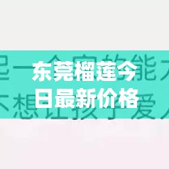 东莞榴莲今日最新价格及分析揭秘