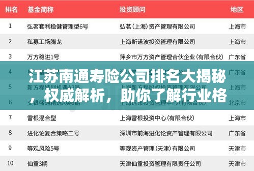 江苏南通寿险公司排名大揭秘，权威解析，助你了解行业格局！