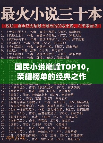 国民小说巅峰TOP10，荣耀榜单的经典之作