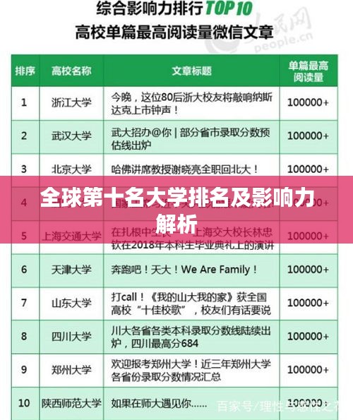 全球第十名大学排名及影响力解析