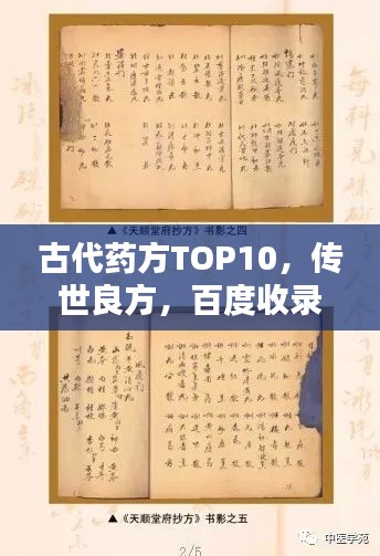 古代药方TOP10，传世良方，百度收录标准吸睛标题