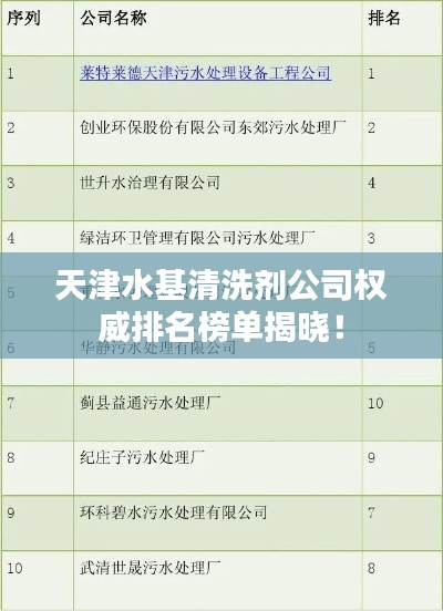 天津水基清洗剂公司权威排名榜单揭晓！