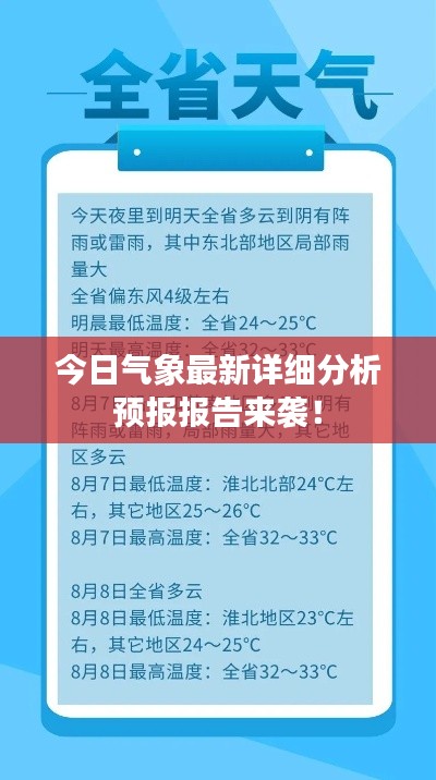 今日气象最新详细分析预报报告来袭！