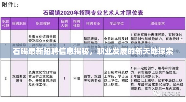 石碣最新招聘信息揭秘，职业发展的新天地探索