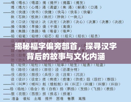 揭秘福字偏旁部首，探寻汉字背后的故事与文化内涵