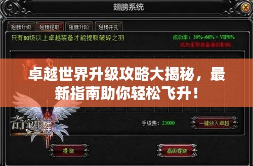 卓越世界升级攻略大揭秘，最新指南助你轻松飞升！