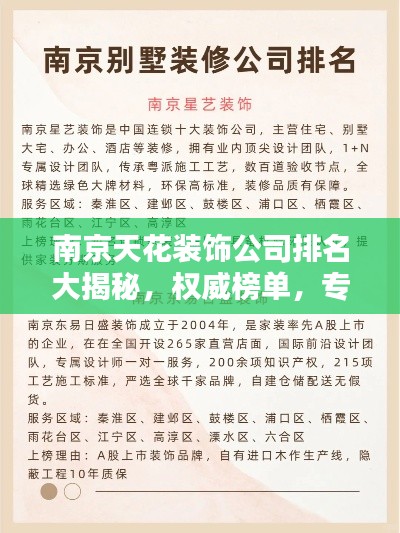南京天花装饰公司排名大揭秘，权威榜单，专业选择！