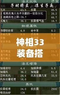 神相33装备搭配大全2.2.2版，助你轻松提升战力！