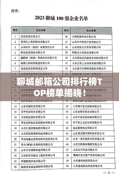 聊城邮箱公司排行榜TOP榜单揭晓！