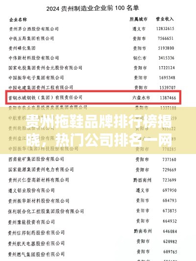 贵州拖鞋品牌排行榜揭晓，热门公司排名一网打尽！