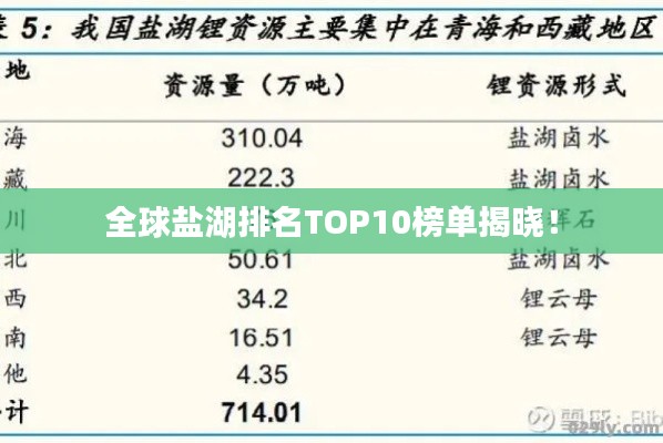 全球盐湖排名TOP10榜单揭晓！