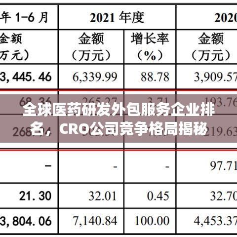 全球医药研发外包服务企业排名，CRO公司竞争格局揭秘
